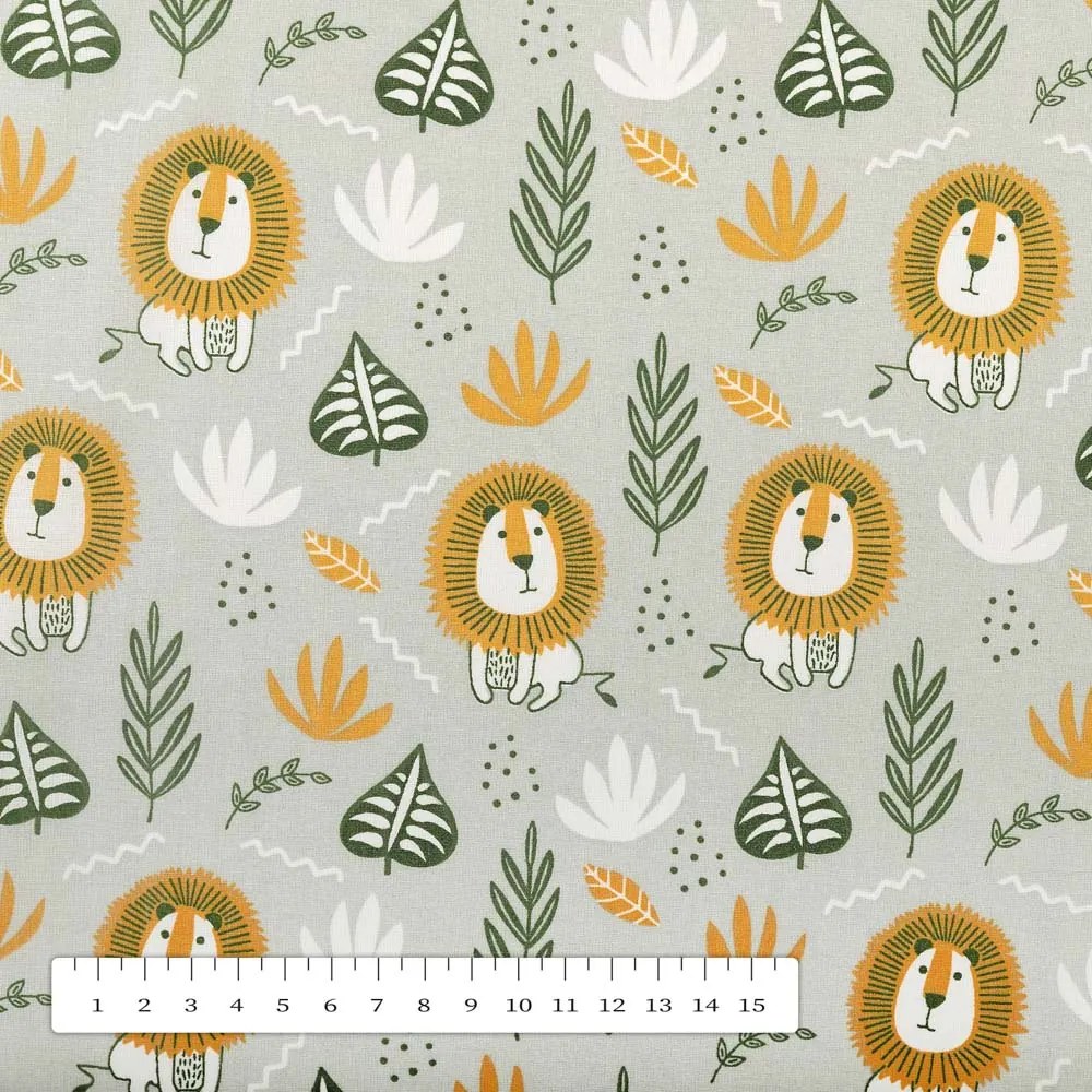 Biante Detský bavlnený behúň na stôl Sandra SA-565 Levy na sivom 45x140 cm