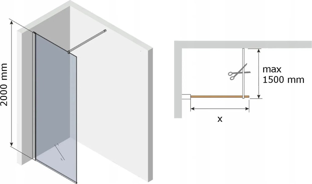 Variabilná sprchová zástena MAXMAX KIOTO 90x200 cm, 8 mm - číre sklo