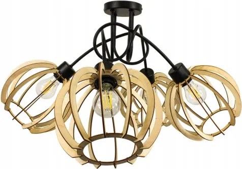 Závesná lampa na strop LOFT 4x veľká drevená guľa