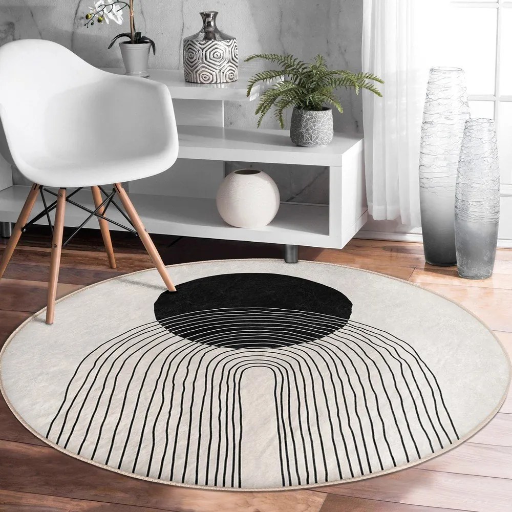 Krémovobiely prateľný okrúhly koberec ø 120 cm Comfort – Mila Home