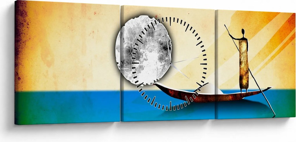 Obraz - Staroveká maľba (s hodinami) (90x30 cm)