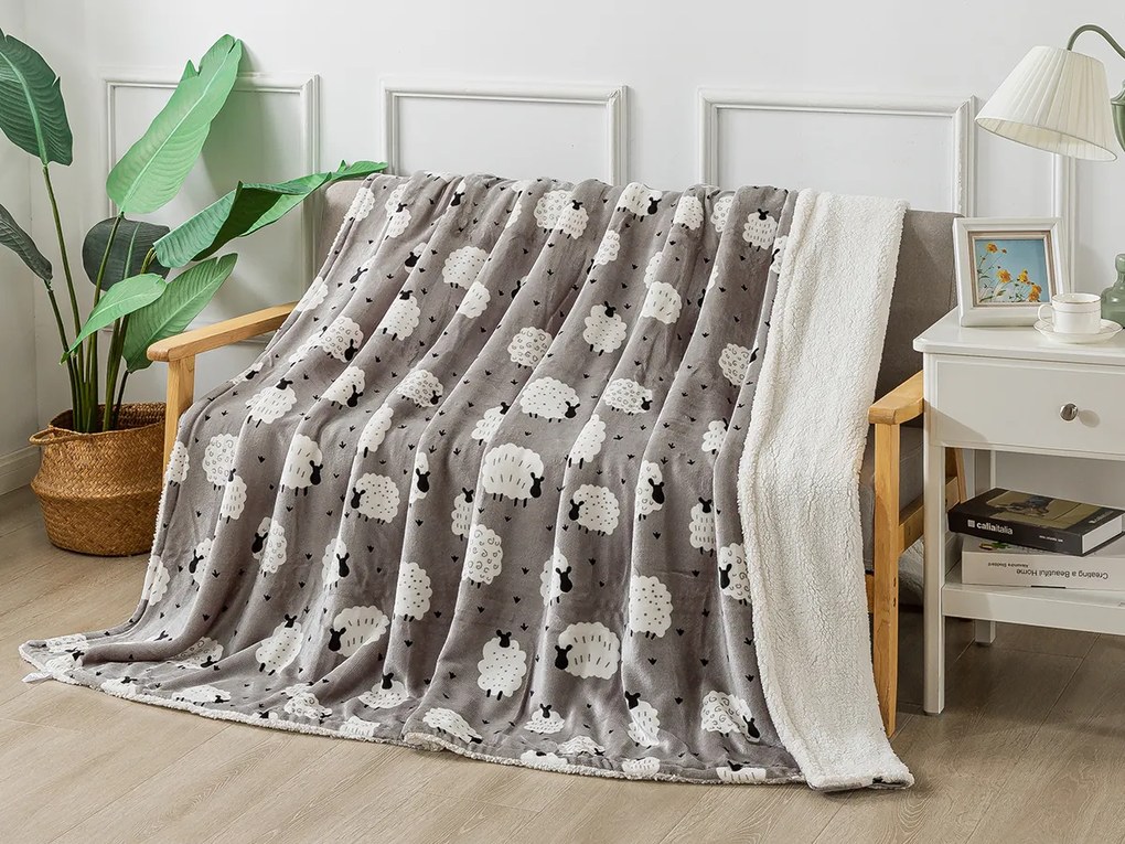 XPOSE® Mikroplyšová deka OVEČKA s baránkom 200x220 cm