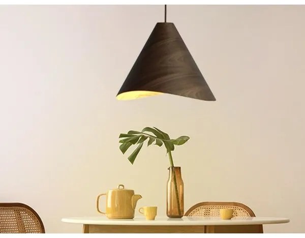 Drevený luster na lane 1xE27/60W/230V, priemer 45 cm, masív/orech/kaučukovník