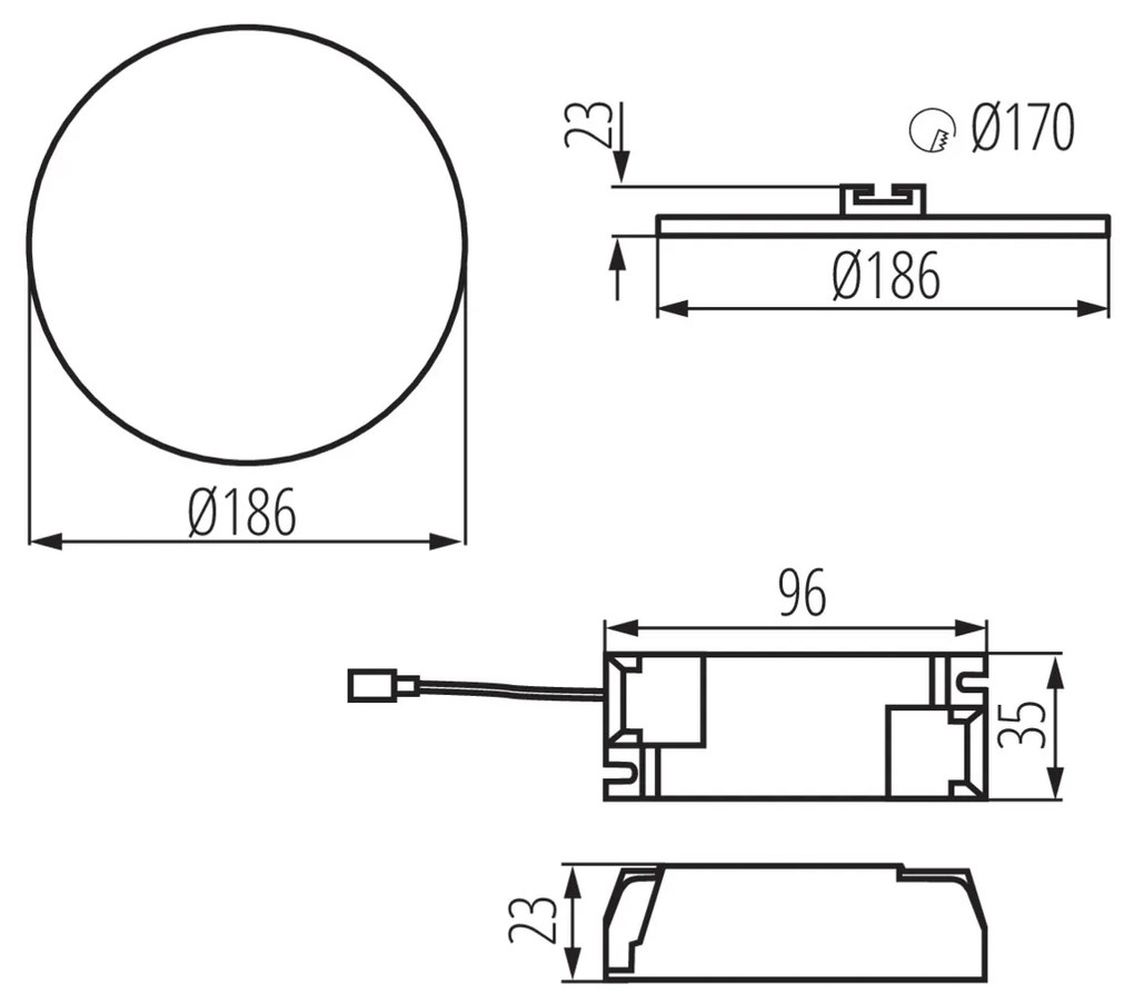 KANLUX Zápustné LED osvetlenie LEVOL, 20W, teplá biela, 186mm, okrúhle, IP65/20