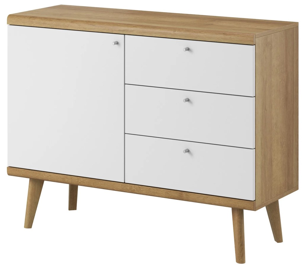 Komoda Primo 107 cm so zásuvkami dub Riviéra/biela
