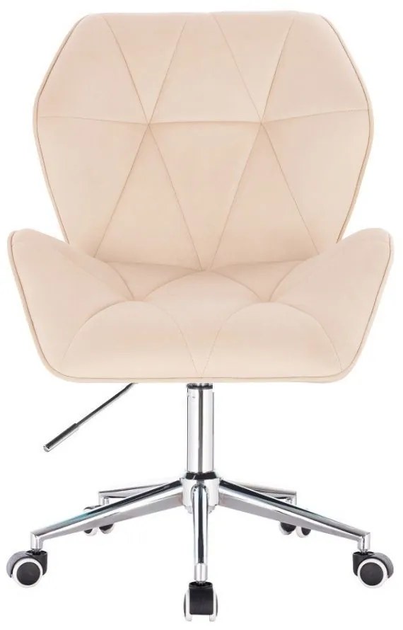 LuxuryForm DESIGN Stolička MILANO MAX VELUR na striebornej podstave s kolieskami - krémová