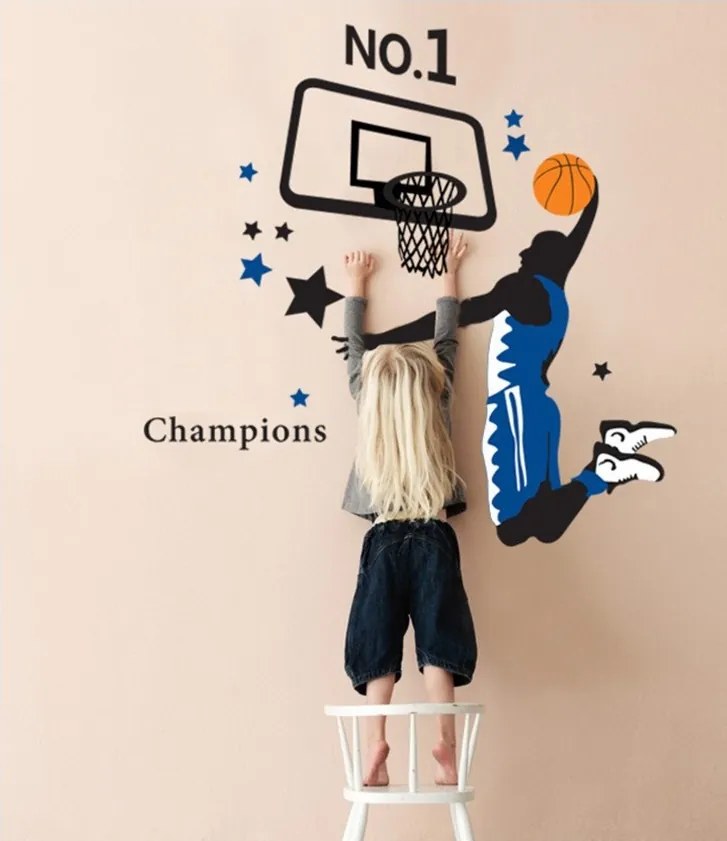Veselá stena Samolepka na stenu na stenu Basketbalista Veľkosť: 100 x 110 cm