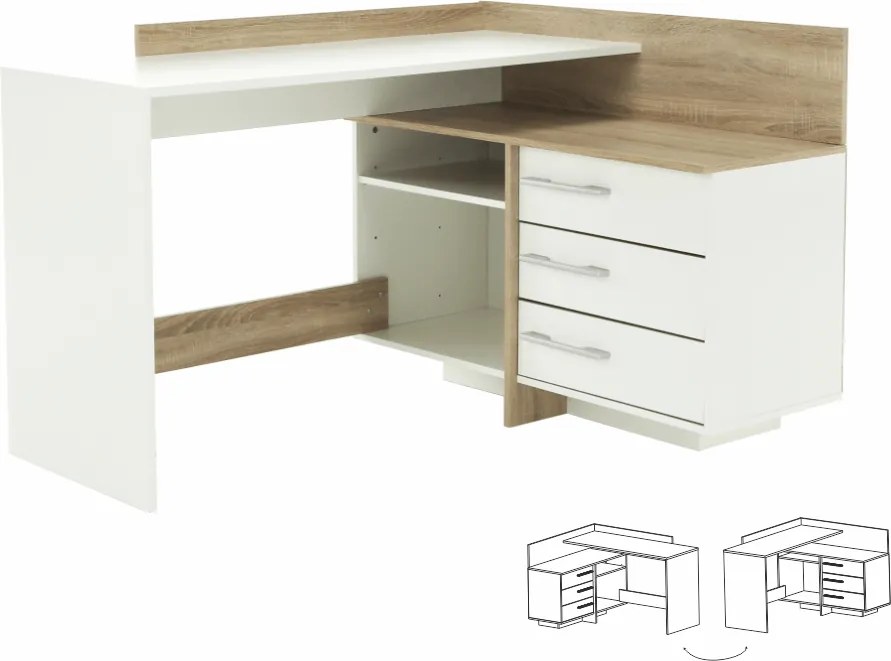 PC stôl, univerzálny, dub sonoma/biela, TALE 484881