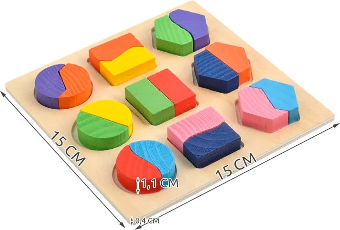 ISO Drevené puzzle, geometrické tvary, 6827