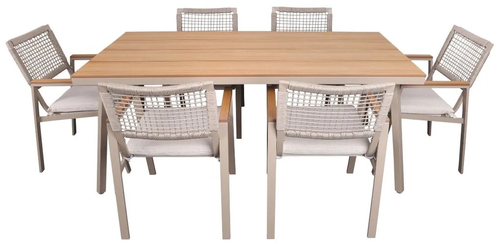 Záhradný set pre 6 osôb Santos, hliníkový, taupe