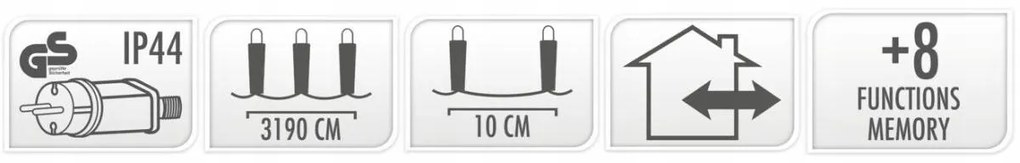 Světelný LED řetěz Opti 319 cm studený bílý