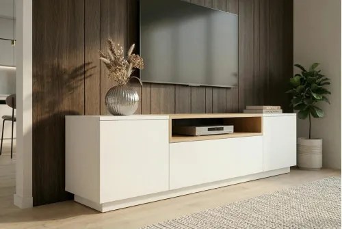 TV-skrinka 47810 Loft 160cm Biela/Prírodná Dub Dyha - Komfort-nábytok