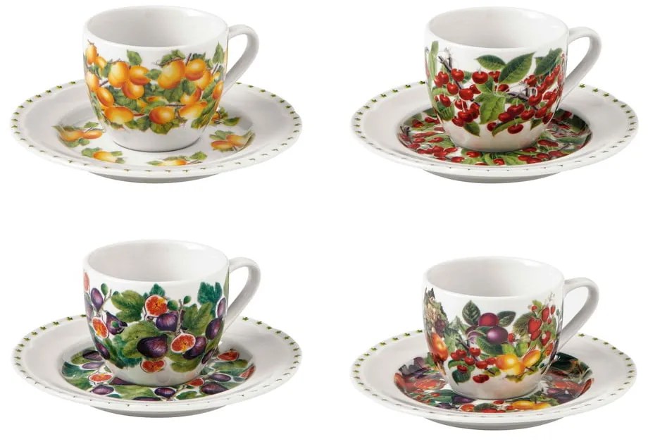 Súprava 4 porcelánových šálok s tanierikmi Brandani Le Primizie