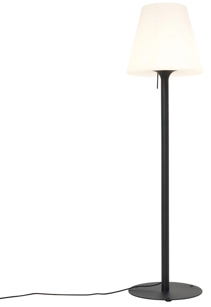 Moderná vonkajšia stojaca lampa čierna s bielym tienidlom IP44 - Big Virginia