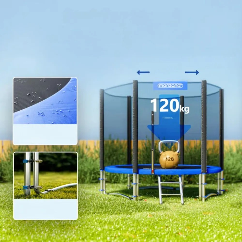 Monzana Trampolína s bezpečnostnou sieťou JUMP, Ø244cm, čierna/modrá