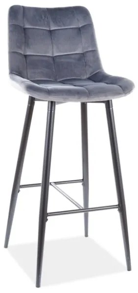 Sametová barová židle CHIC 107 cm šedá