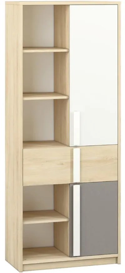 Regál 03 Drop Buk Fjord/Biely/Šedá Platina