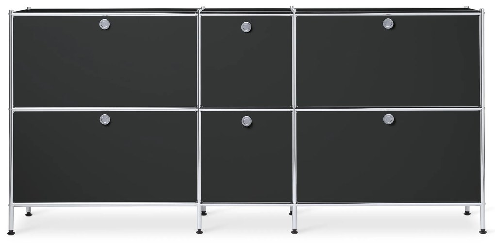 Veľká kovová odkladacia skrinka »CN3« so 6 výklopnými priehradkami, čierna