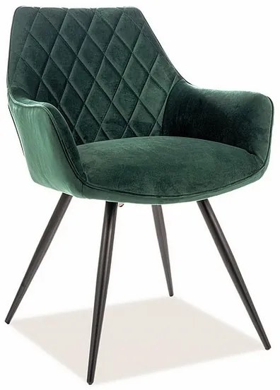Jedálenská stolička Linea Velvet, zelená / čierna