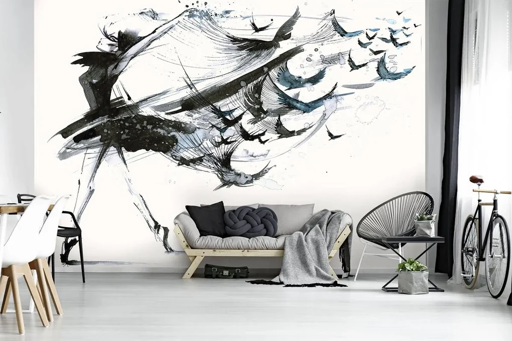 Fototapeta - Dievča havrany (254x184 cm)