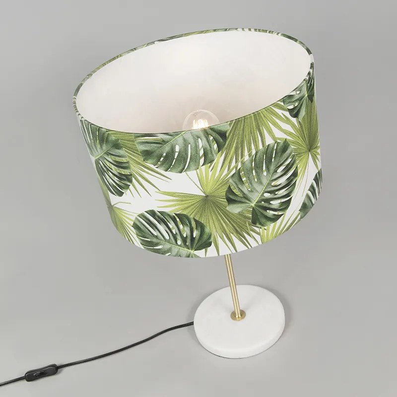 Moderná stolná lampa mosadz s tienidlom z listov 35 cm - Kaso