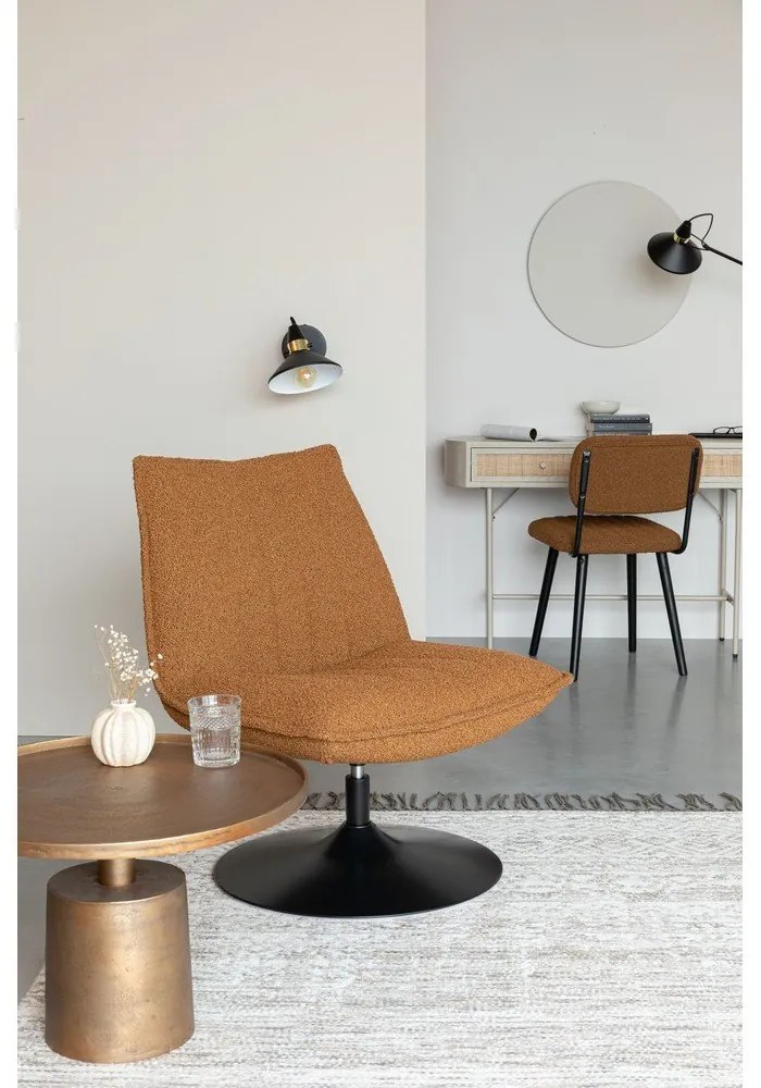 Okrovožlté kreslo z textílie bouclé Jax – White Label