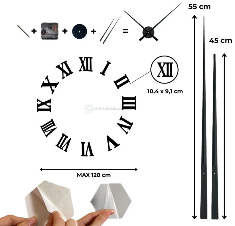 Dizajnové nástenné hodiny – Rímske čísla do obývačky | SENTOP 12S037