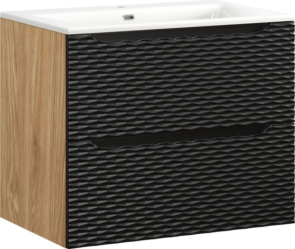 Comad Kúpeľňová skrinka s keramickým umývadlom Ocean Black 70 cm - čierna mat