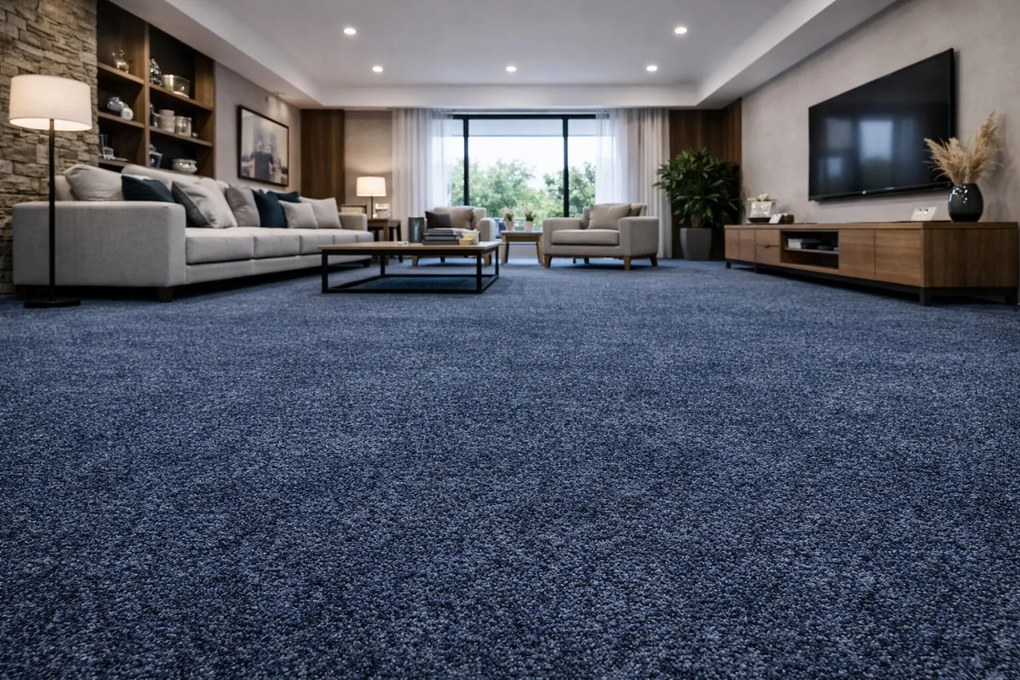 Metrážny koberec e-blitz 78, na mieru, šíře 4m, modrá, ab (mriežka), chodba / predsieň, ITC