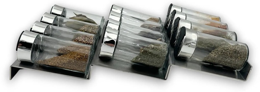 Orion Sada 16ks koreničiek SPICE BLACK 100ml + 4ks nerezový organizér na koreničky VASKY - NEREZ (nízky) + sada 24ks štítkov