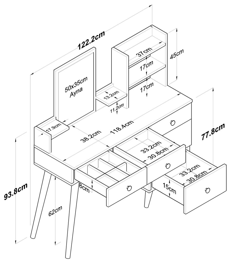 Toaletný stolík Margot 01 biely