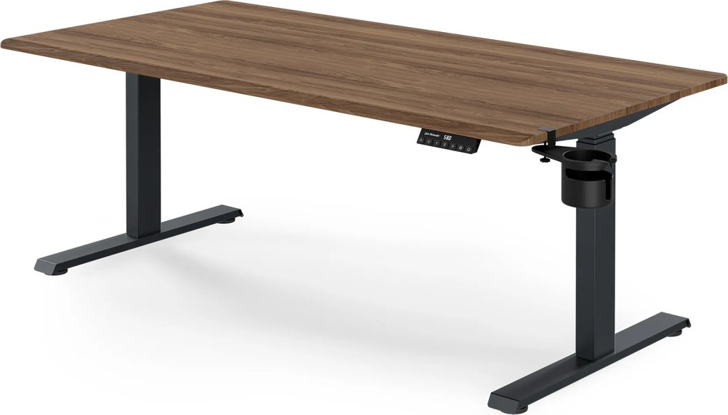 Elektrický stôl s reguláciou výšky ergonomický antracitový/orech,1600x800 mm: ARIA