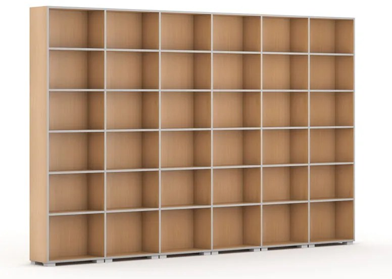 Knižnica SILVER LINE, 6 stĺpcov, 2230 x 3600 x 400 mm, buk