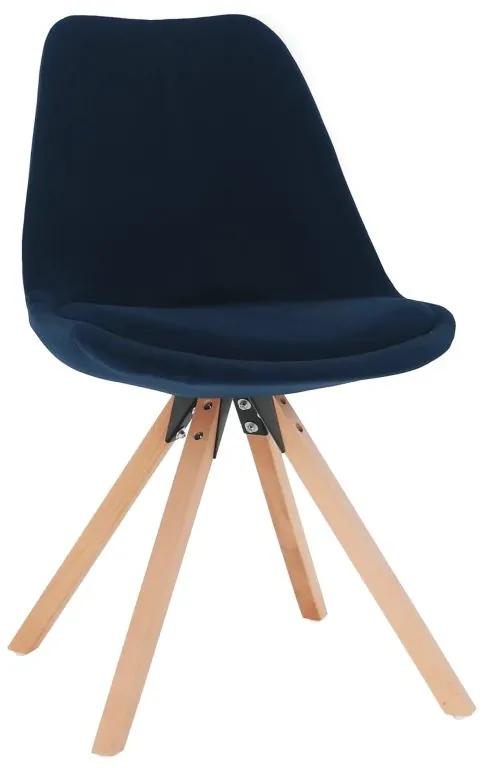 Stolička v retro štýle modrá Velvet látka