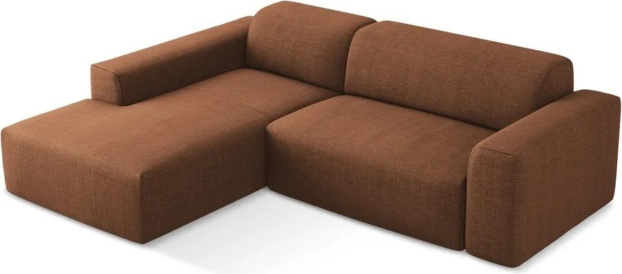 Rohová pohovka v terakotovej farbe (ľavý roh/s leňoškou) Keli – Makamii