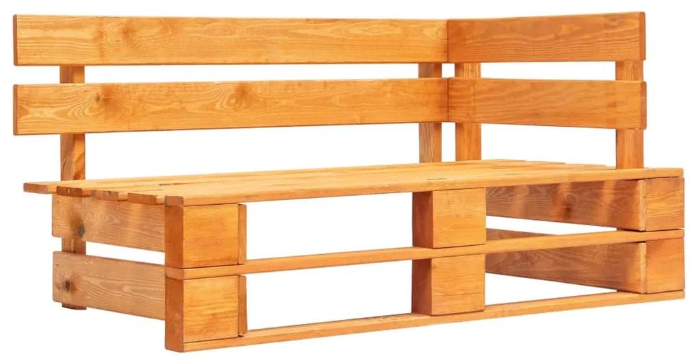 vidaXL Rohová záhradná lavička z paliet, drevo, medovo hnedá