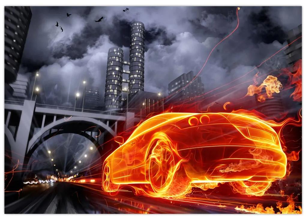 Moderný obraz - ohnivé auto