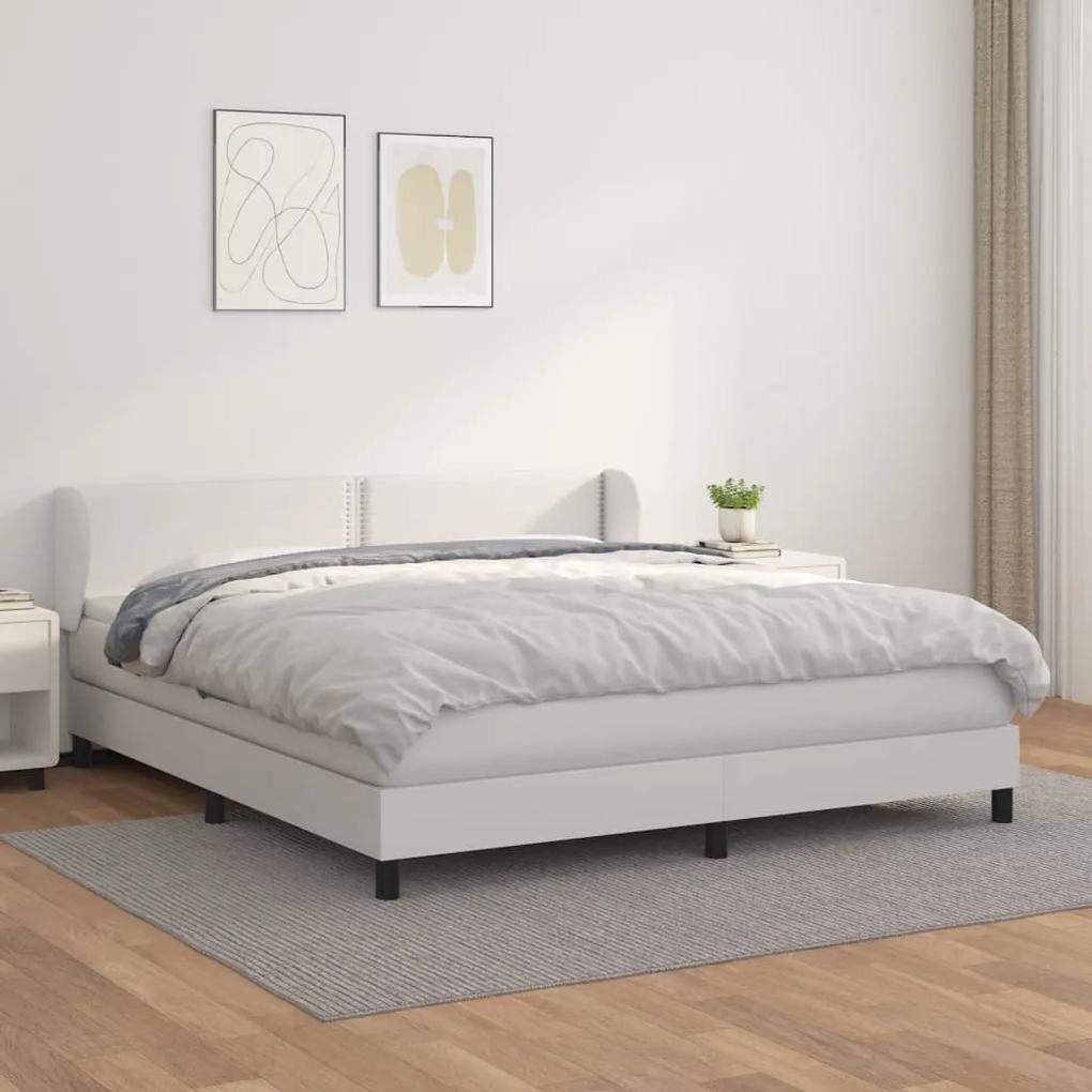 Boxspring posteľ s matracom biela 180x200 cm umelá koža 3127266