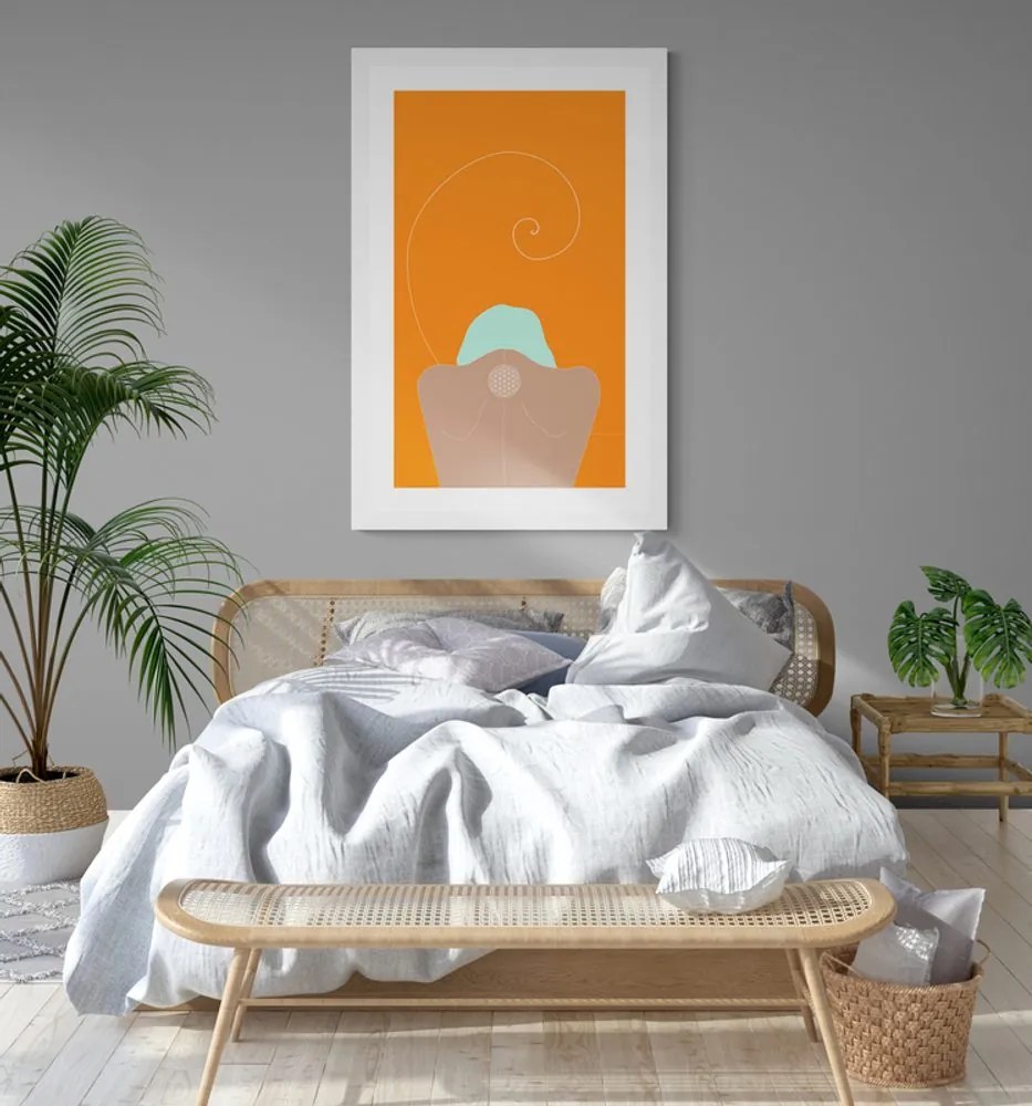 Plagát s paspartou dievča s kvetom života - 20x30 silver