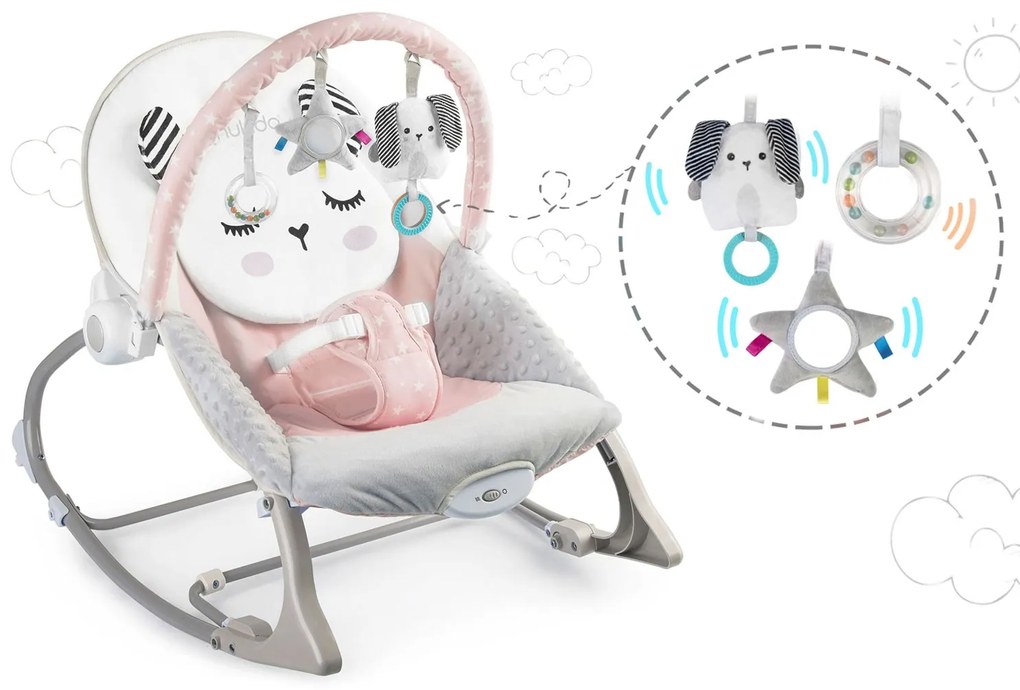 Hojdacie lehátko Nukido s vibráciou – ružové