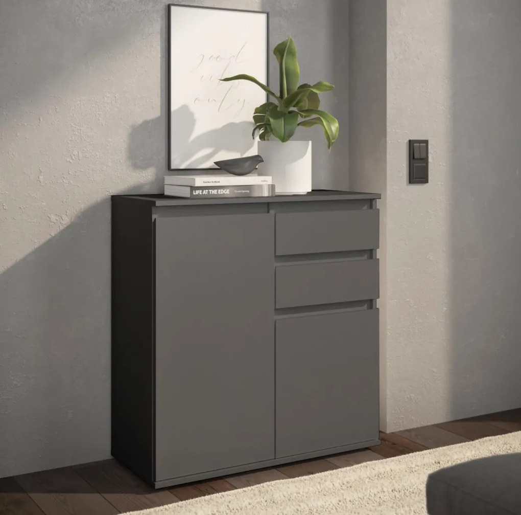 Skrinka s 2 šuplíkmi Brest, 80 cm, antracitová