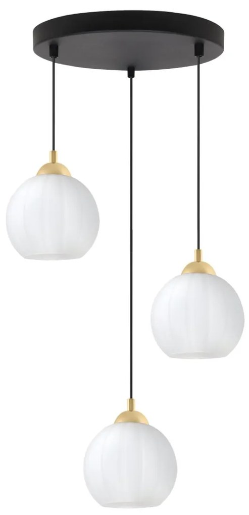 Závesné svietidlo Costa, 3x biele sklenené tienidlo, b/g, o