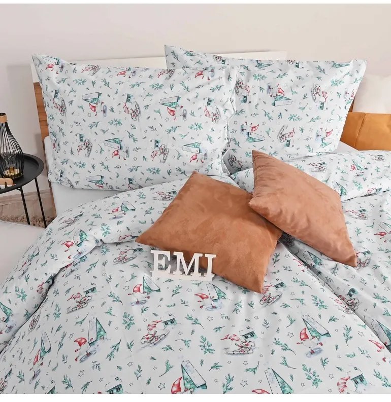 Vianočné bavlnené obliečky Elfie EMI, Štandardný set jednolôžko obsahuje 1x 140x200 + 1x 70x90