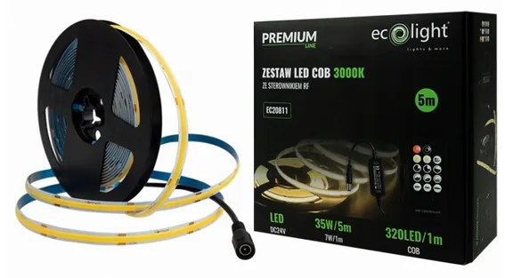 ECOLIGHT COB LED pásik 35W - 24V - 320 - 5M - 3000k - teplá biela + diaľkový ovládač