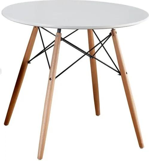 Jedálenský stôl, biela/buk, GAMIN 90