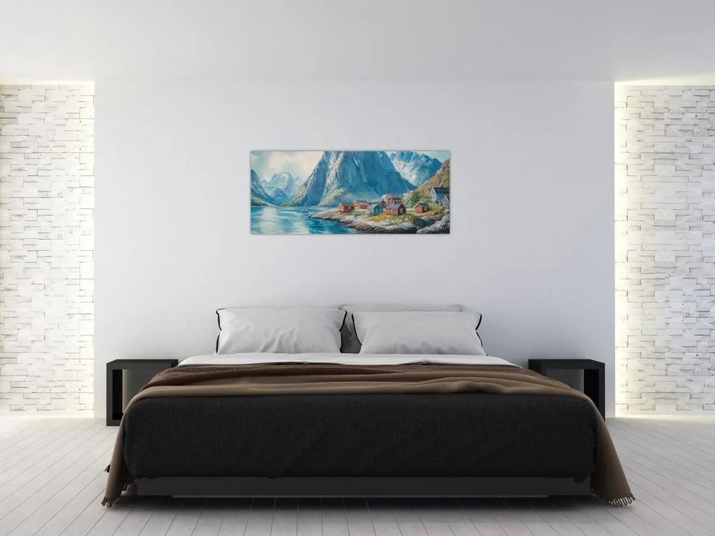 Obraz - Nórska dedinka (120x50 cm)
