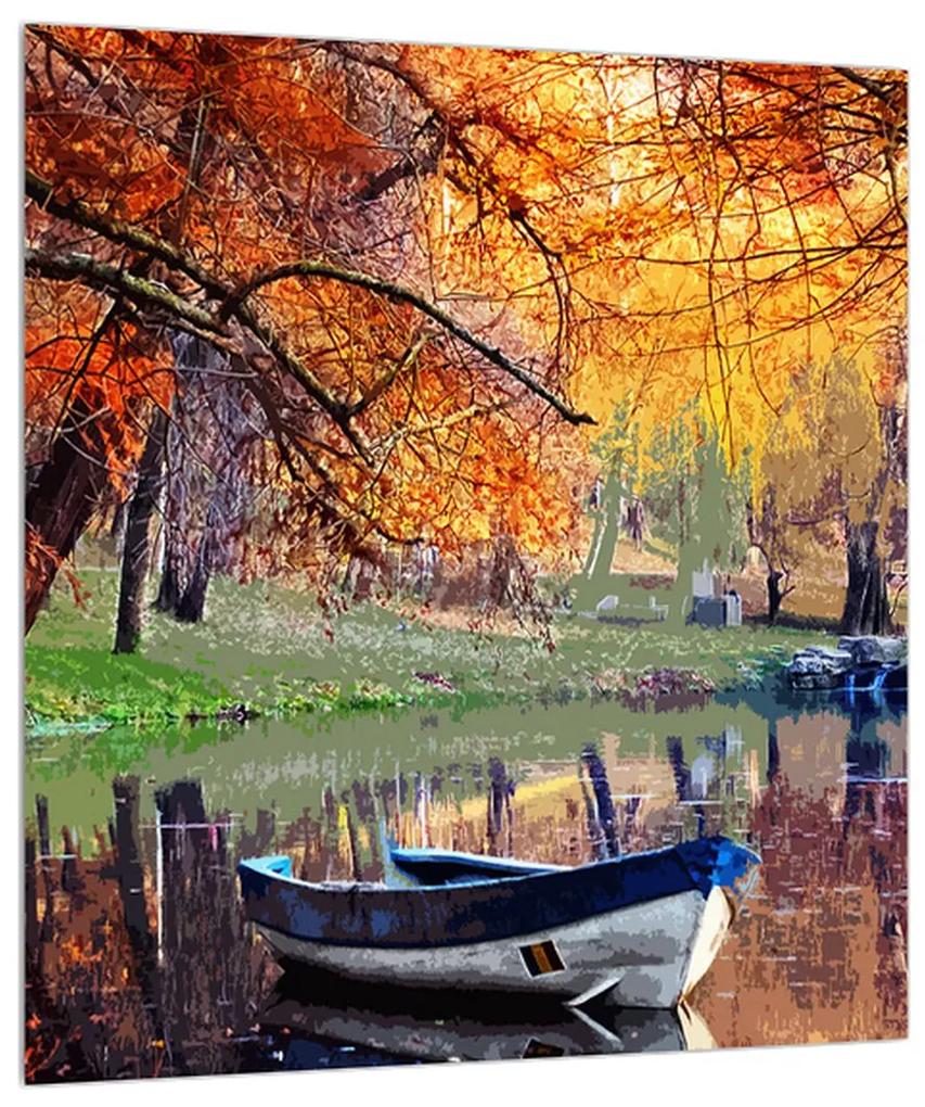 Jesenný obraz loďky (30x30 cm)