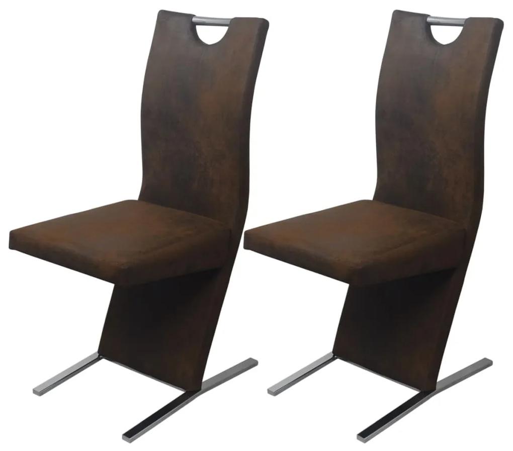 vidaXL Jedálenské stoličky 2 ks, hnedé, látka