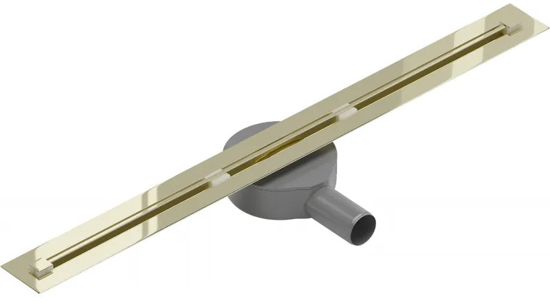 Mexen Flat Super Slim, super tenký odtokový žľab s 360° rotačným sifónom 60 cm, zlatá lesklá, 1551060