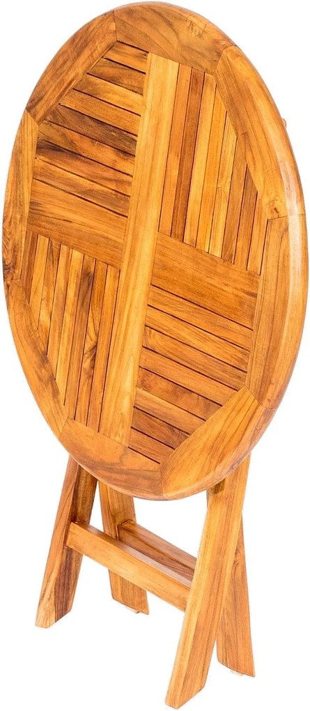 DEOKORK Teakový skladací stôl VASCO 90 × 90 × 78 cm | kruh